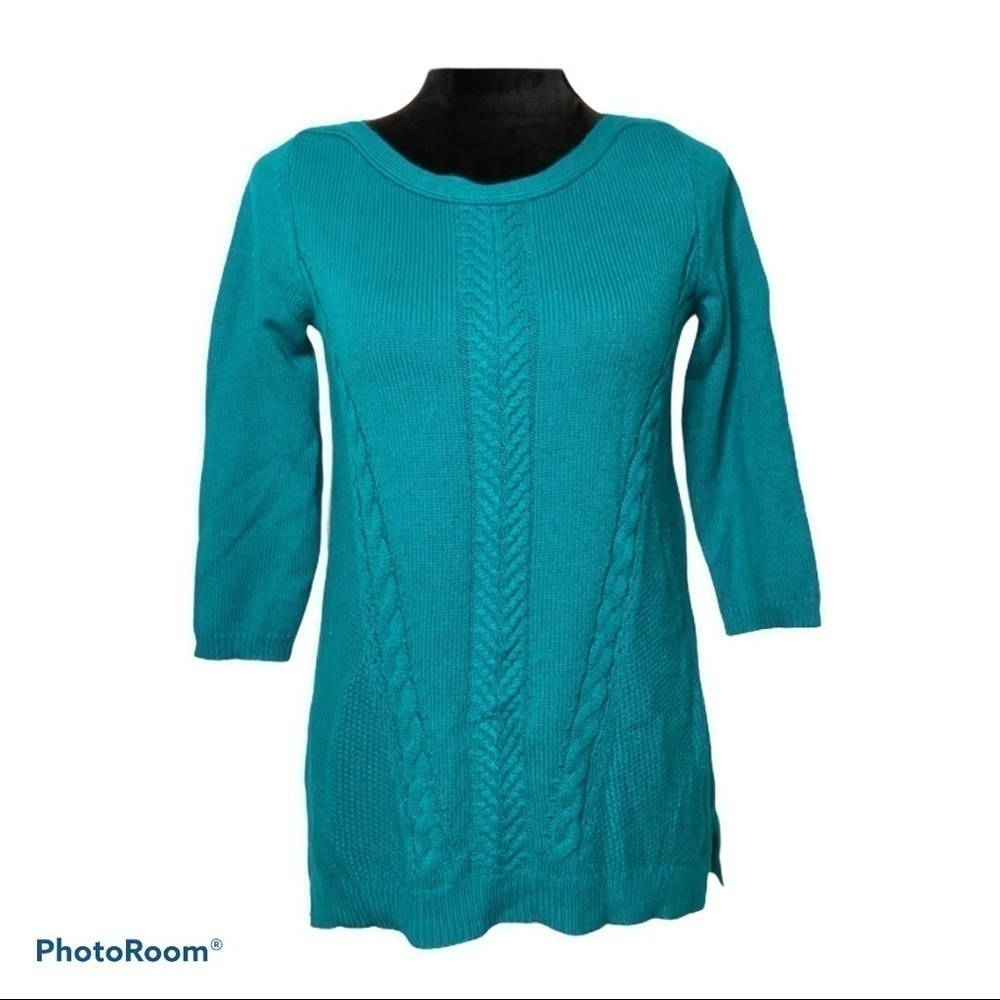 Ny&co turquoise blue cable knit sweater size xs